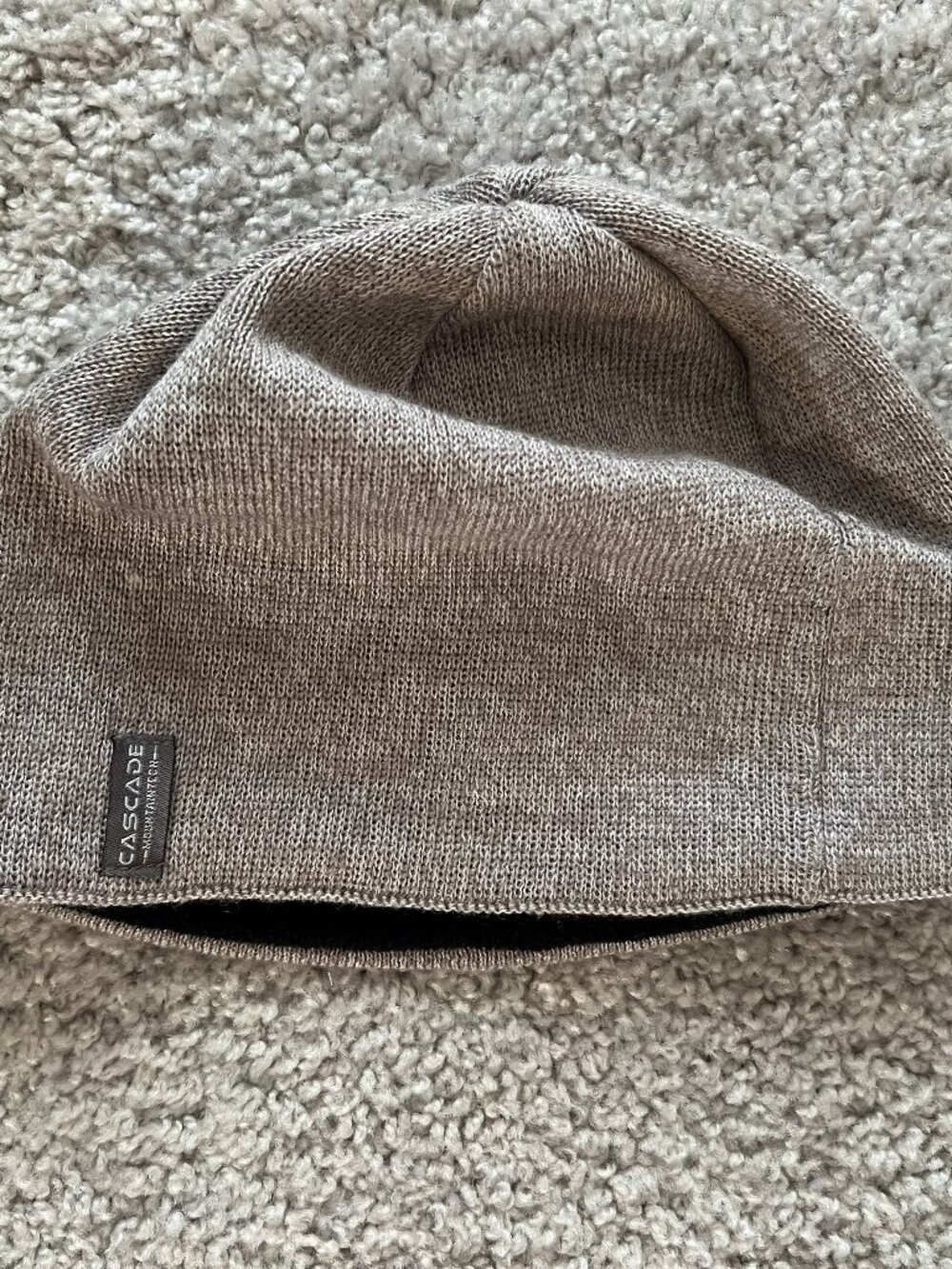 Cascade Mountain Tech Wool Acrylic Knit Beanie Tan